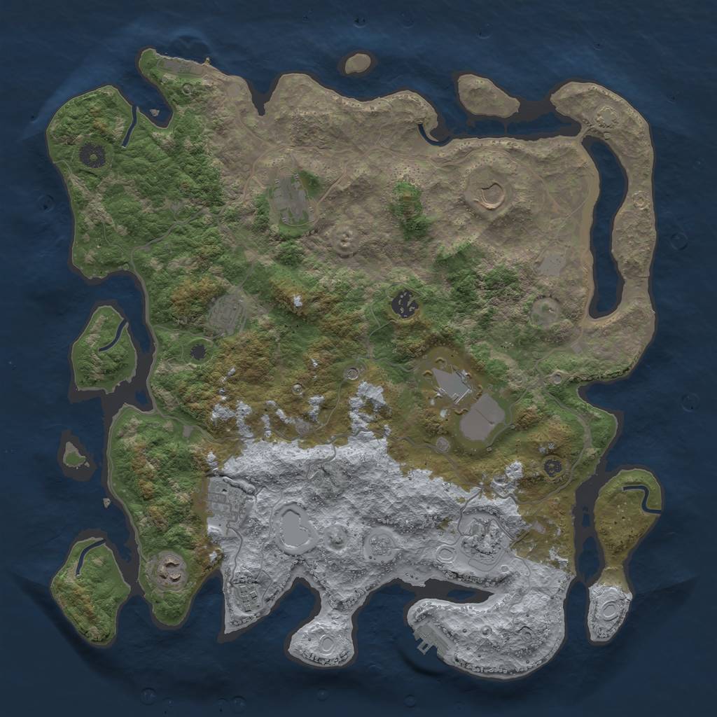 Rust Map: Procedural Map, Size: 4100, Seed: 515304, 17 Monuments