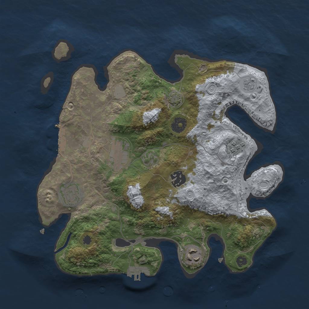 Rust Map: Procedural Map, Size: 3000, Seed: 1653669051, 12 Monuments