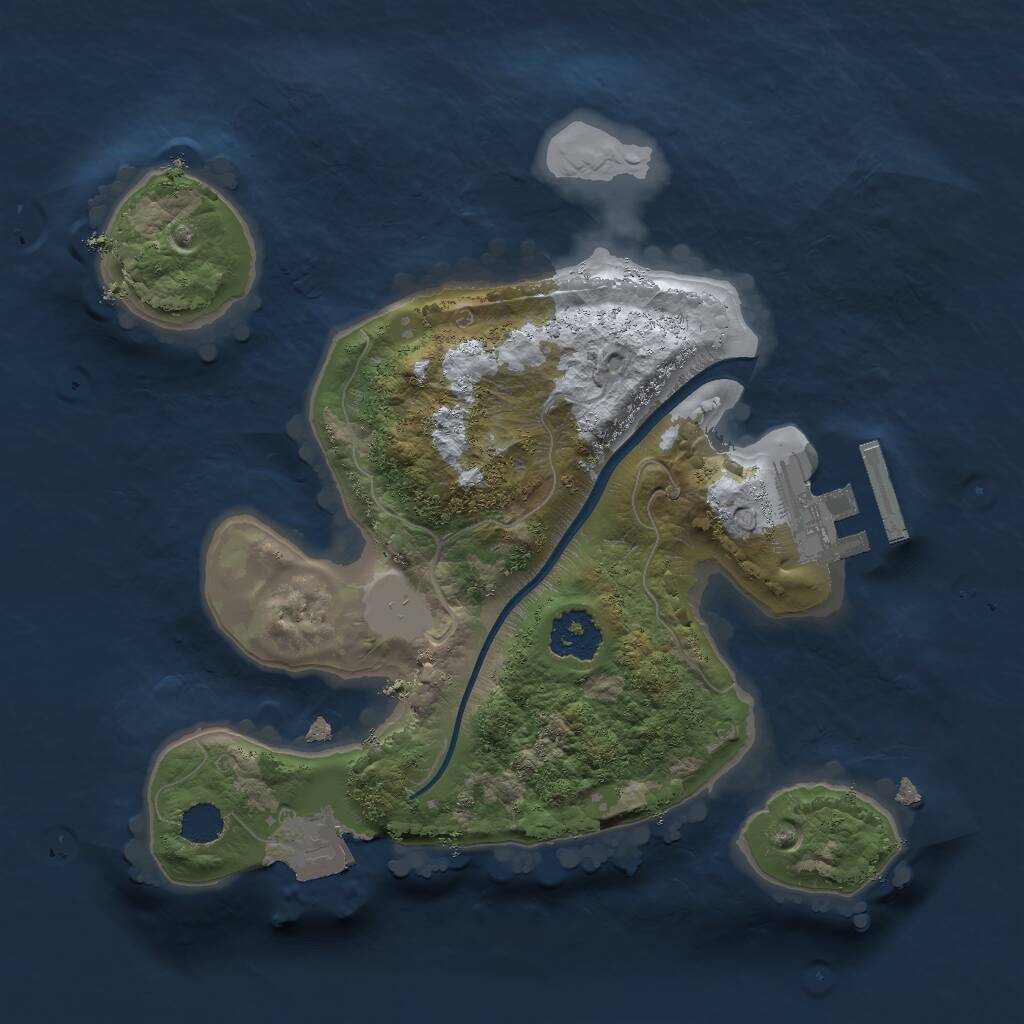 Rust Map: Procedural Map, Size: 2000, Seed: 1053940125, 2 Monuments