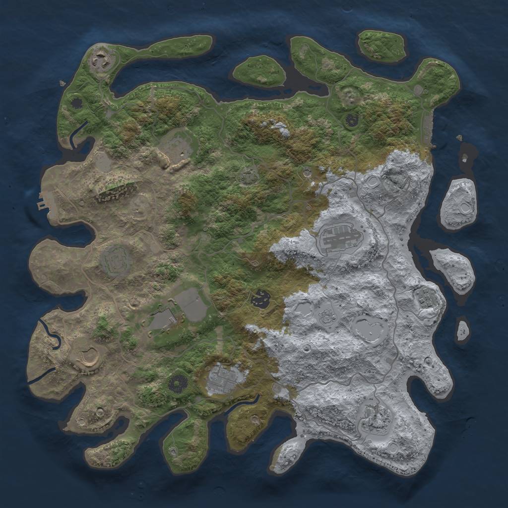 Rust Map: Procedural Map, Size: 4000, Seed: 64572635, 18 Monuments