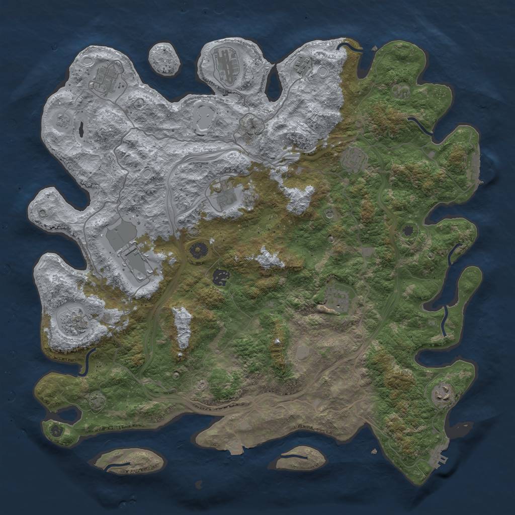 Rust Map: Procedural Map, Size: 4500, Seed: 1718072793, 18 Monuments