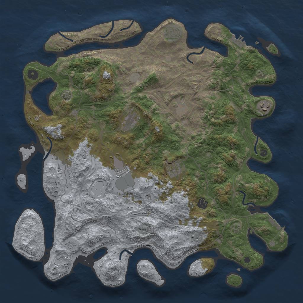 Rust Map: Procedural Map, Size: 4300, Seed: 44370697, 16 Monuments