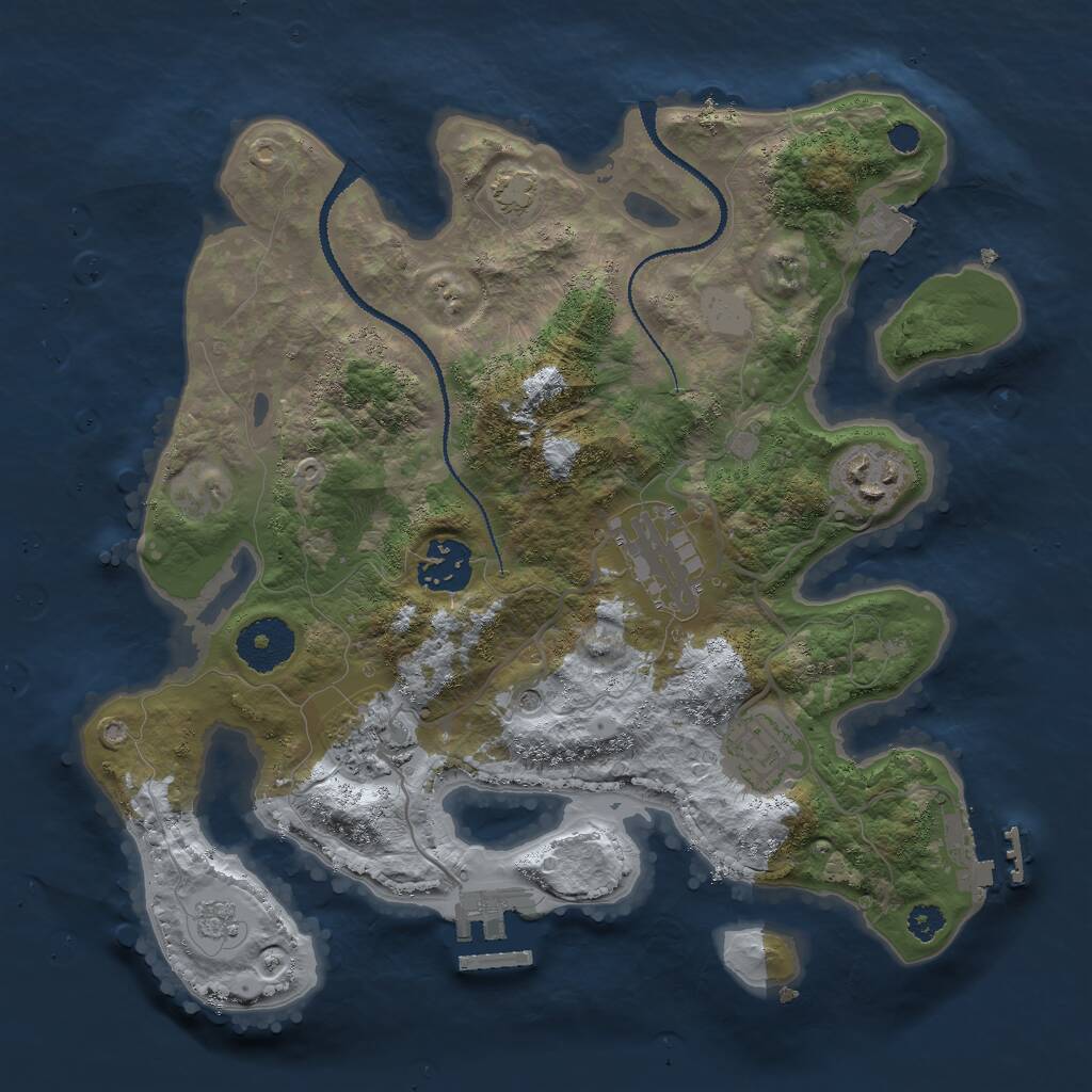 Rust Map: Procedural Map, Size: 3000, Seed: 6407, 11 Monuments
