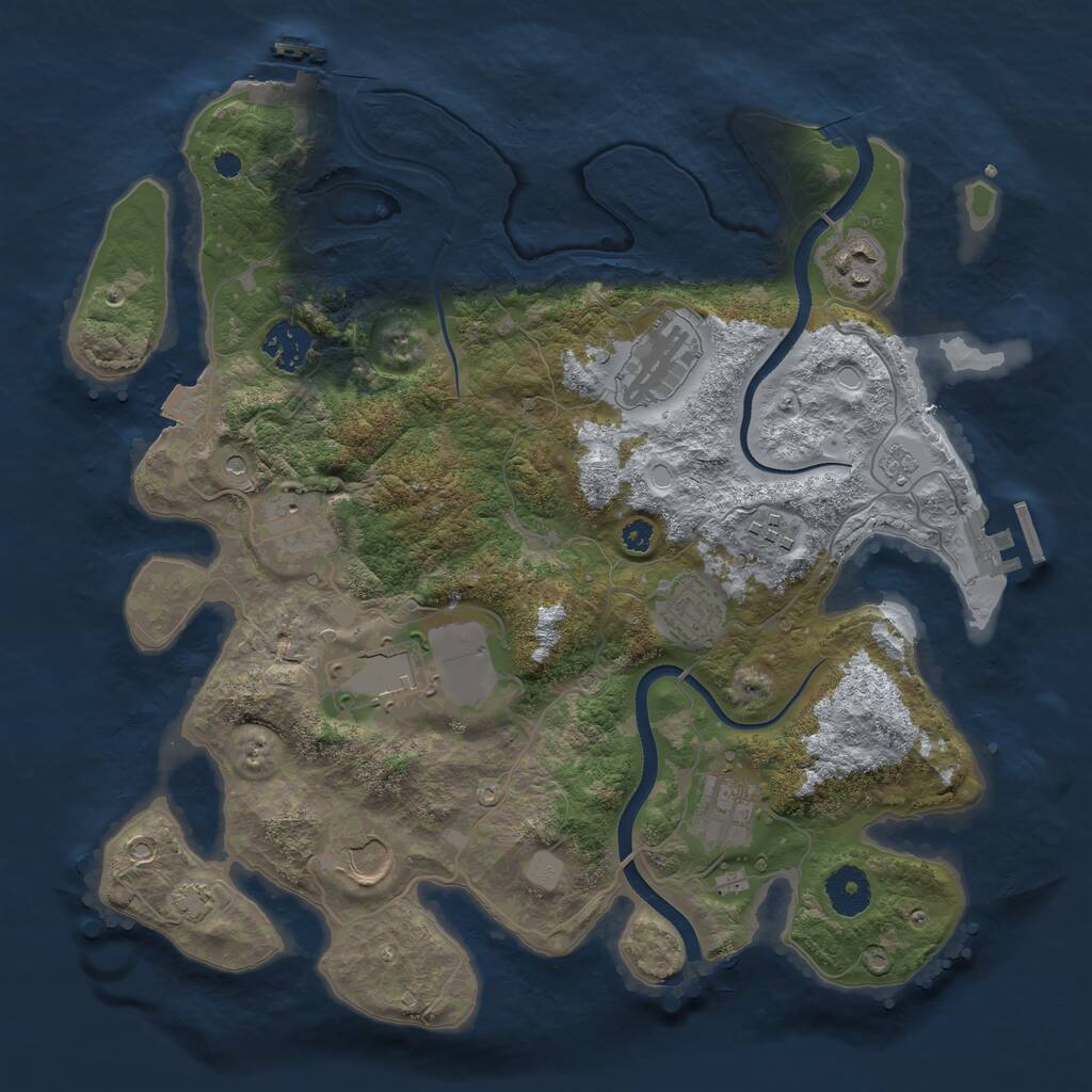 Rust Map: Procedural Map, Size: 3500, Seed: 988925472, 15 Monuments