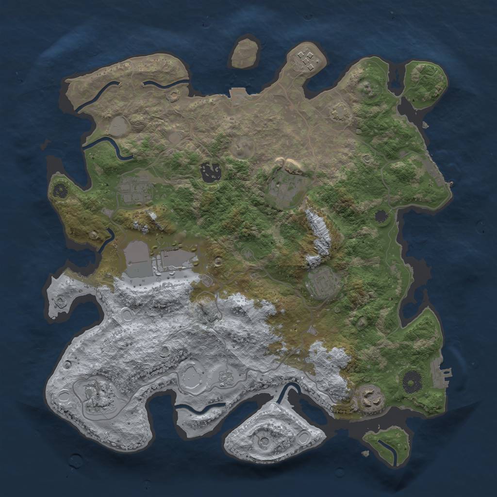 Rust Map: Procedural Map, Size: 3500, Seed: 1803848265, 16 Monuments