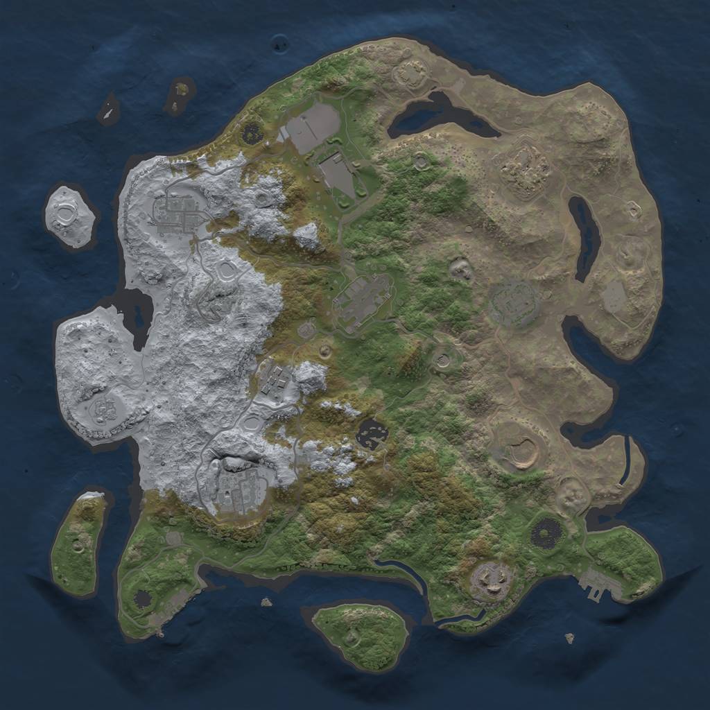 Rust Map: Procedural Map, Size: 3500, Seed: 558973943, 18 Monuments