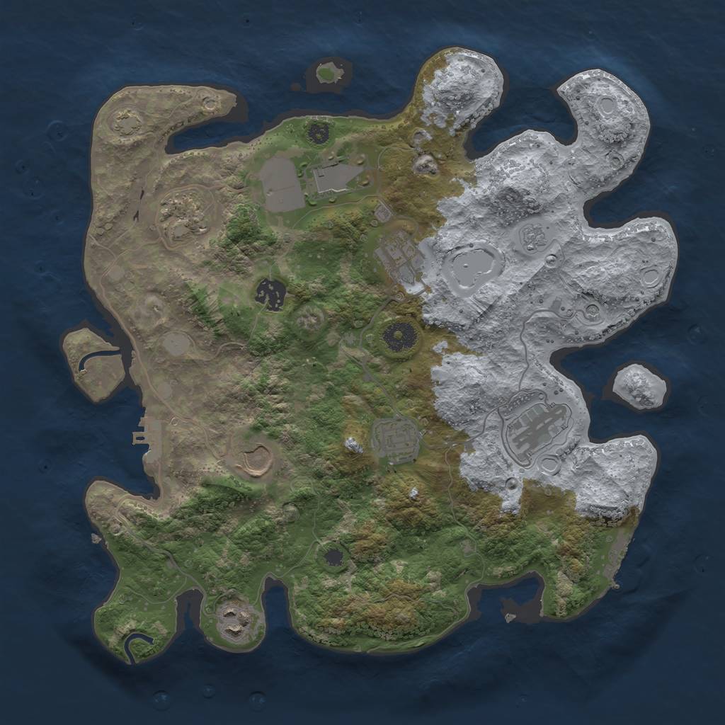 Rust Map: Procedural Map, Size: 3500, Seed: 1087685698, 16 Monuments