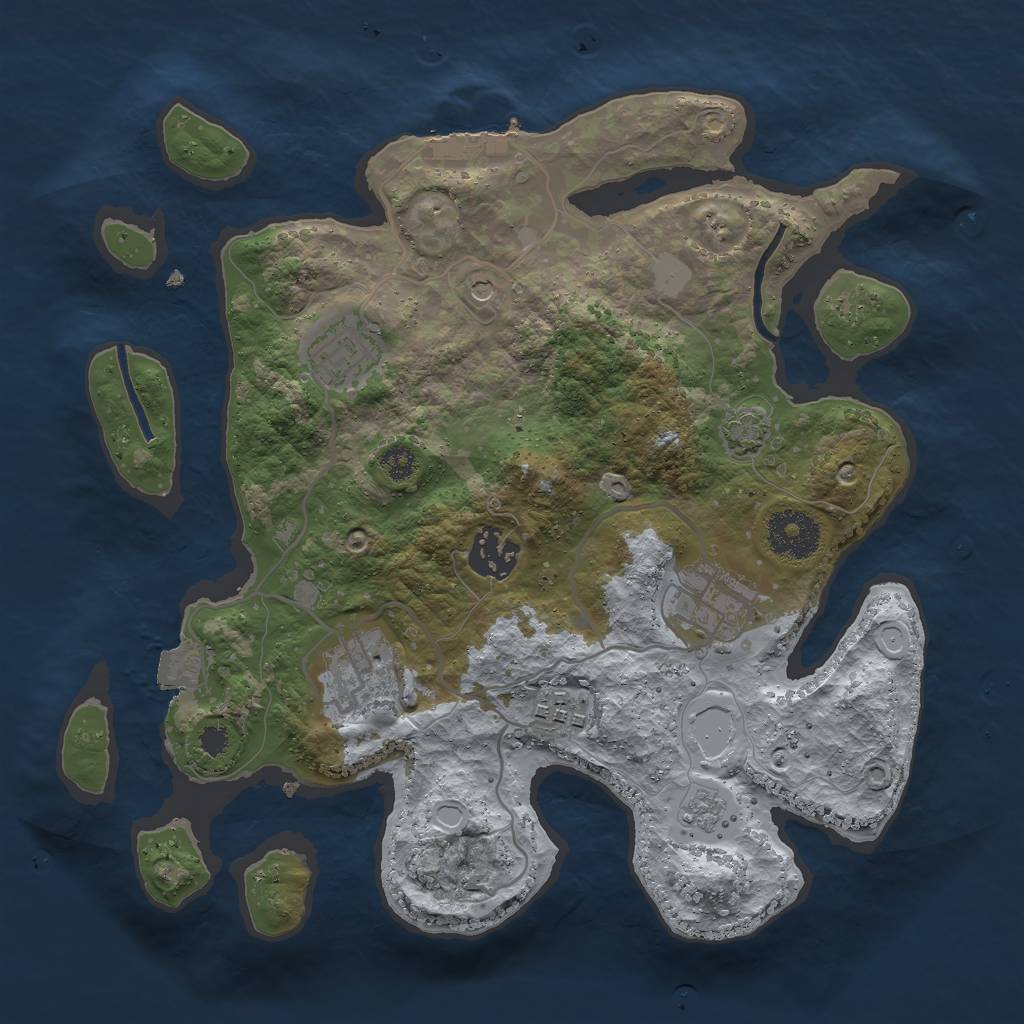 Rust Map: Procedural Map, Size: 3000, Seed: 610149297, 12 Monuments