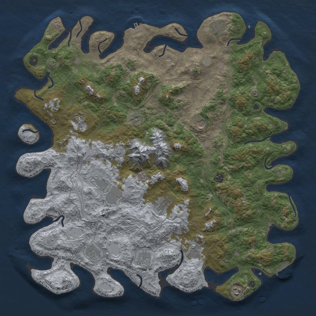 Rust Map: Procedural Map, Size: 5000, Seed: 543352770, 19 Monuments
