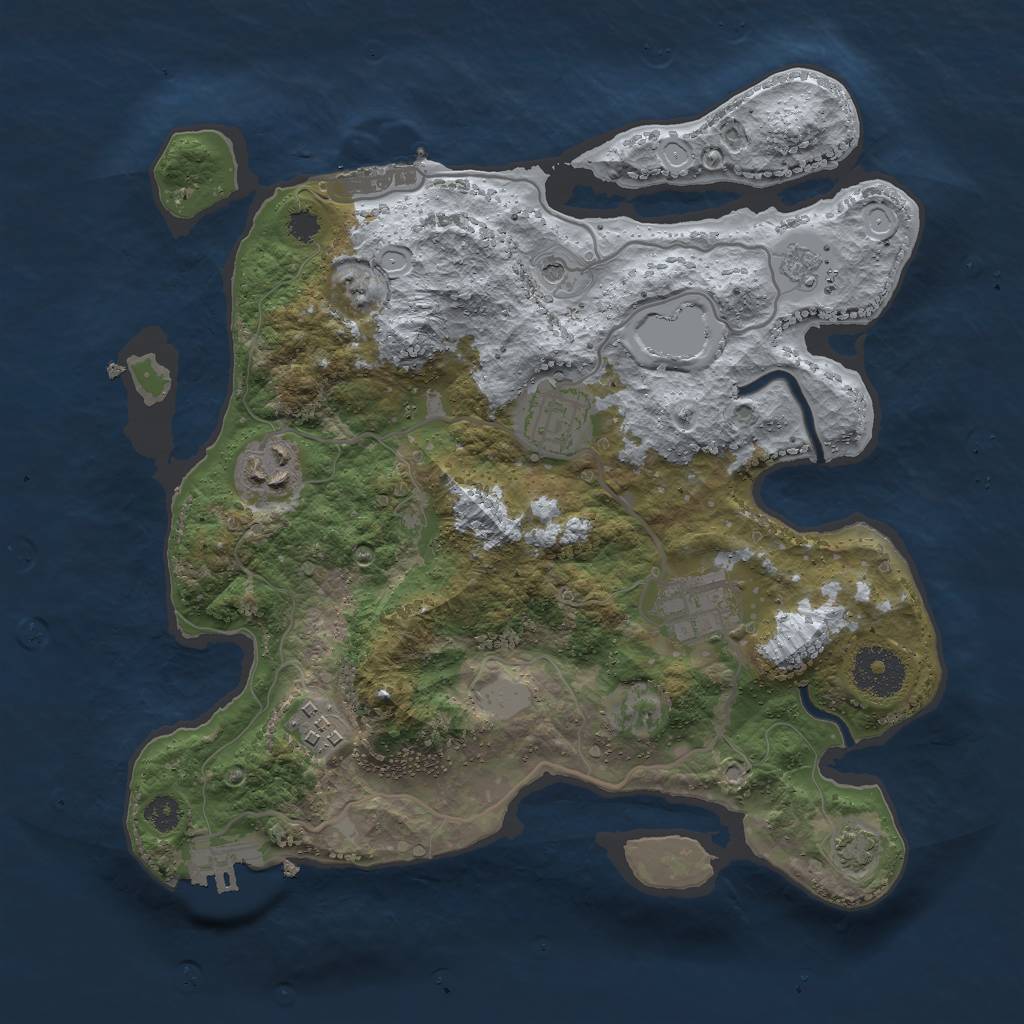 Rust Map: Procedural Map, Size: 3000, Seed: 1596805940, 12 Monuments