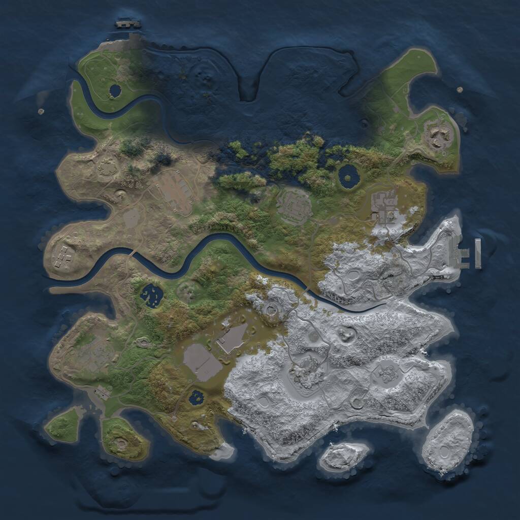 Rust Map: Procedural Map, Size: 3500, Seed: 1656328864, 15 Monuments