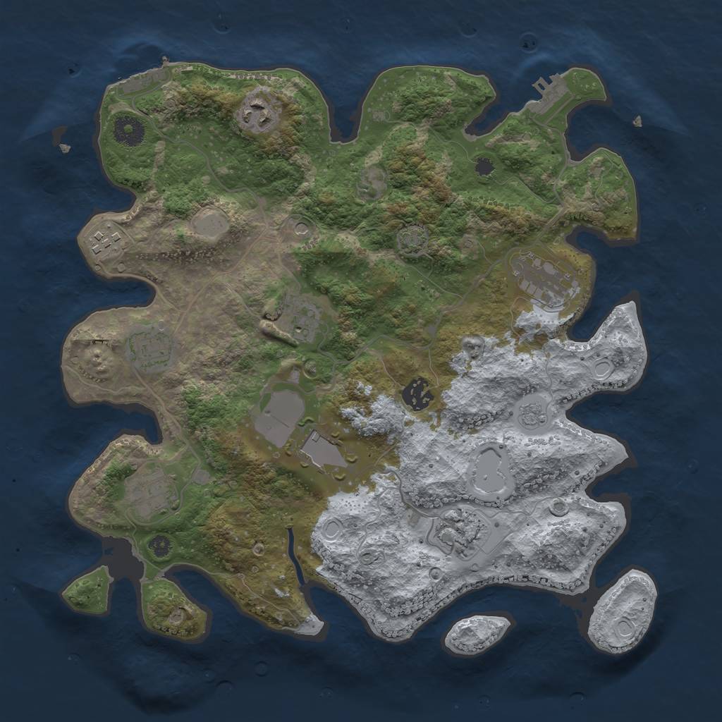 Rust Map: Procedural Map, Size: 3500, Seed: 1656328864, 17 Monuments