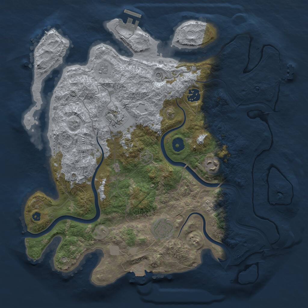 Rust Map: Procedural Map, Size: 3500, Seed: 15639948, 11 Monuments