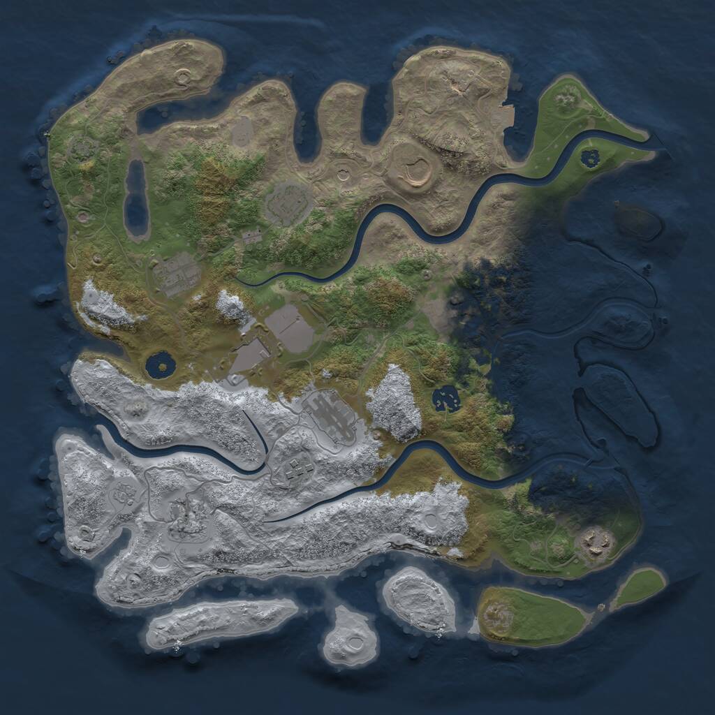 Rust Map: Procedural Map, Size: 3800, Seed: 15479181, 14 Monuments