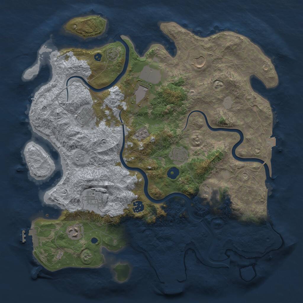 Rust Map: Procedural Map, Size: 3850, Seed: 57004238, 15 Monuments