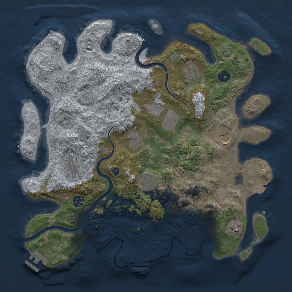 Rust Map: Procedural Map, Size: 3750, Seed: 1409365670, 16 Monuments