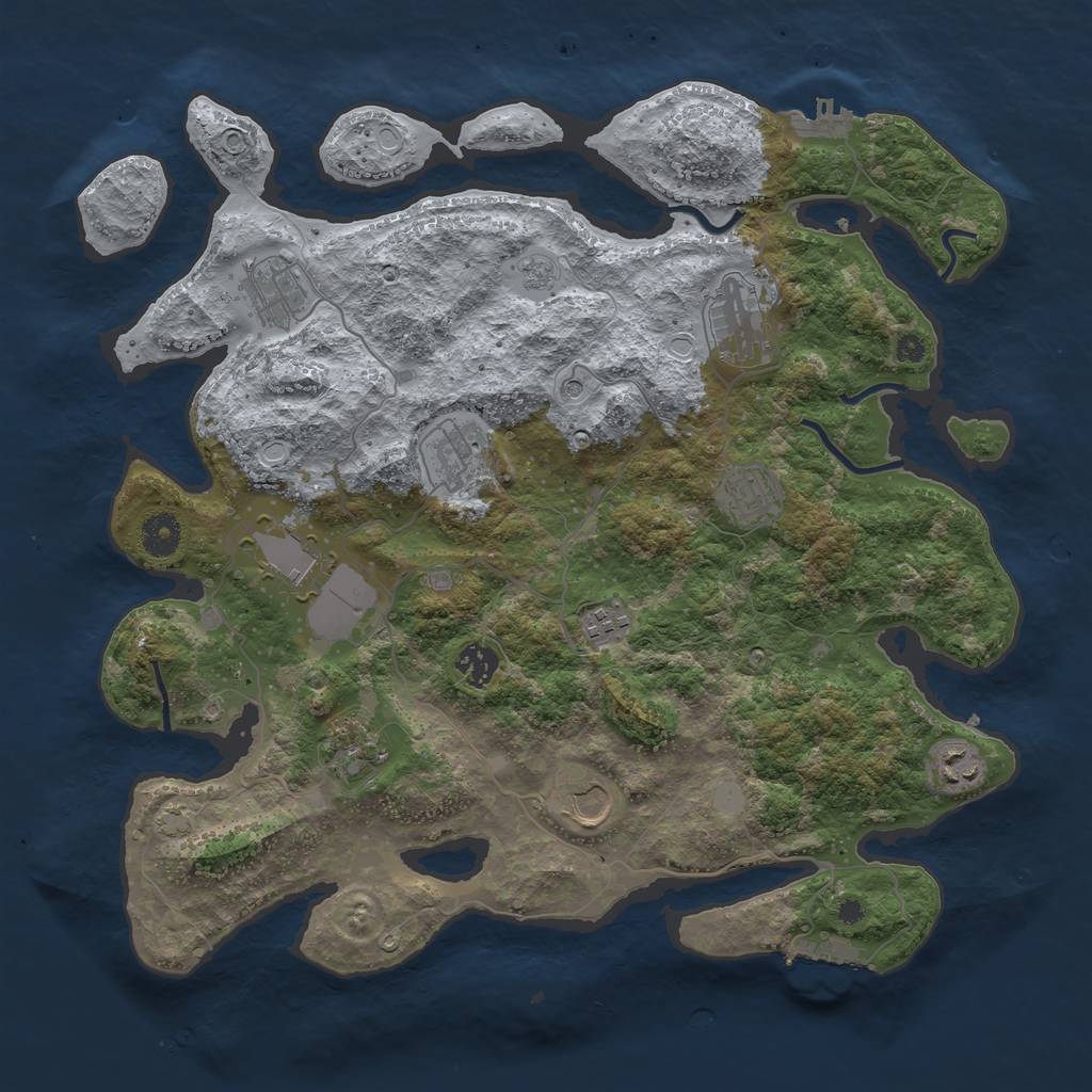 Rust Map: Procedural Map, Size: 3900, Seed: 55873108, 18 Monuments