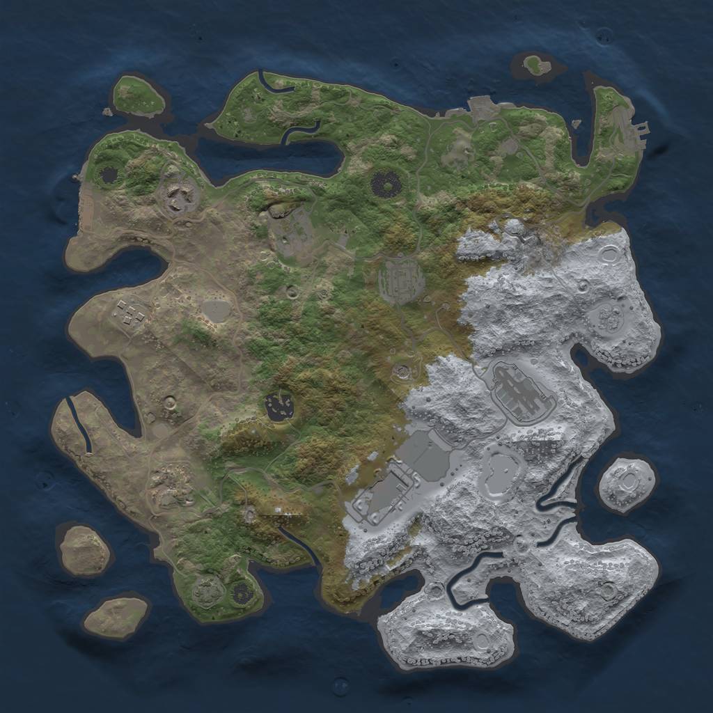 Rust Map: Procedural Map, Size: 3600, Seed: 4227654, 16 Monuments