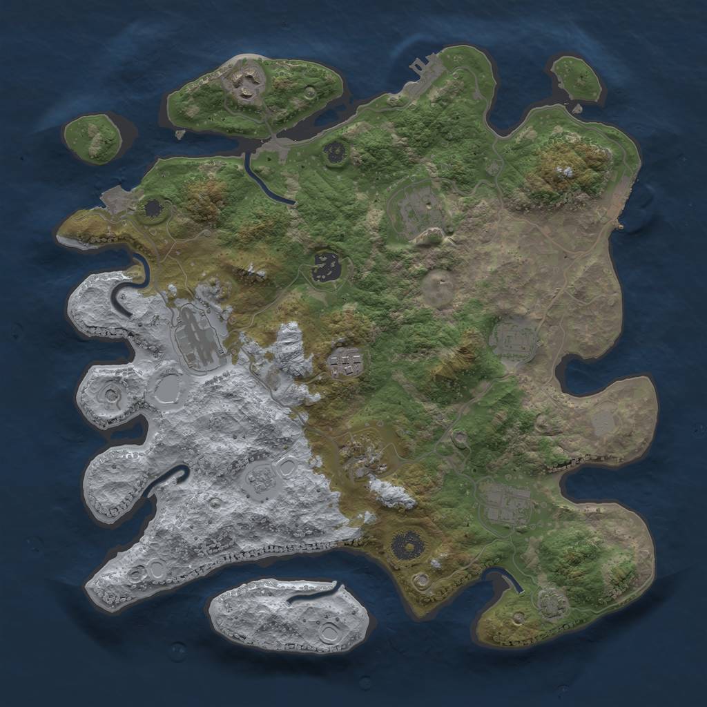 Rust Map: Procedural Map, Size: 3450, Seed: 89066942, 16 Monuments