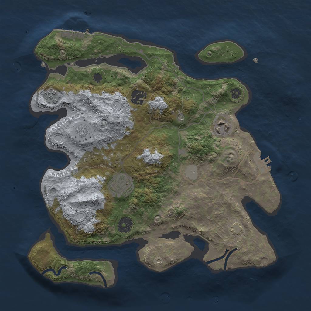 Rust Map: Procedural Map, Size: 3000, Seed: 4137285, 12 Monuments