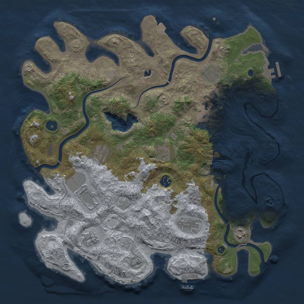 Rust Map: Procedural Map, Size: 4100, Seed: 82714393, 16 Monuments