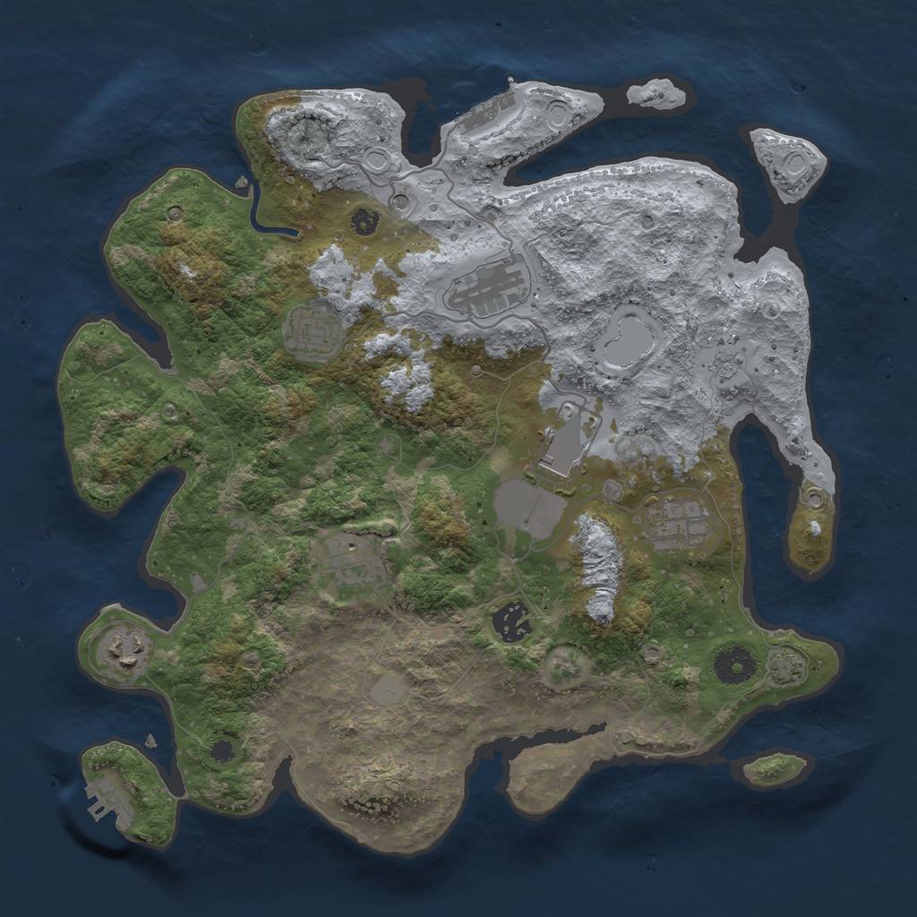 Rust Map: Procedural Map, Size: 3500, Seed: 5223, 15 Monuments