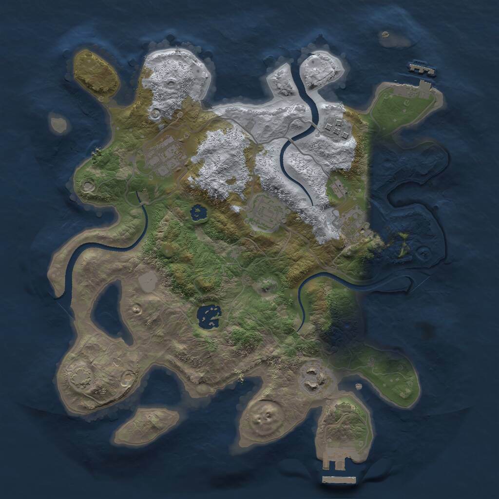Rust Map: Procedural Map, Size: 3000, Seed: 17035, 10 Monuments