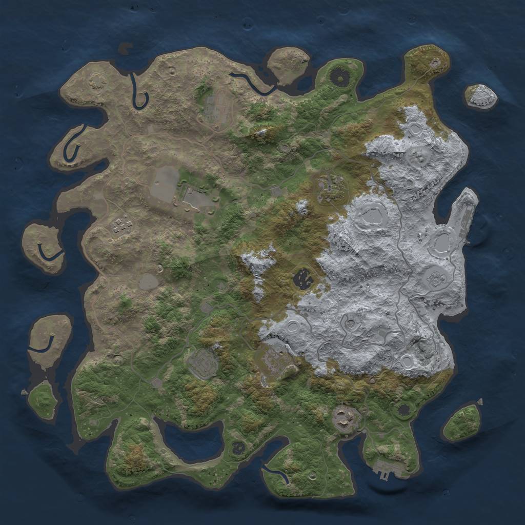 Rust Map: Procedural Map, Size: 4000, Seed: 11463119, 16 Monuments