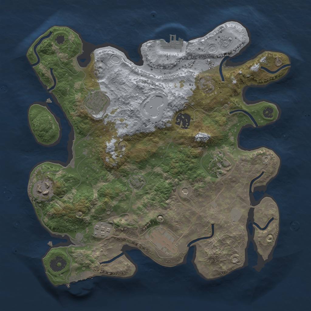 Rust Map: Procedural Map, Size: 3000, Seed: 25089, 14 Monuments