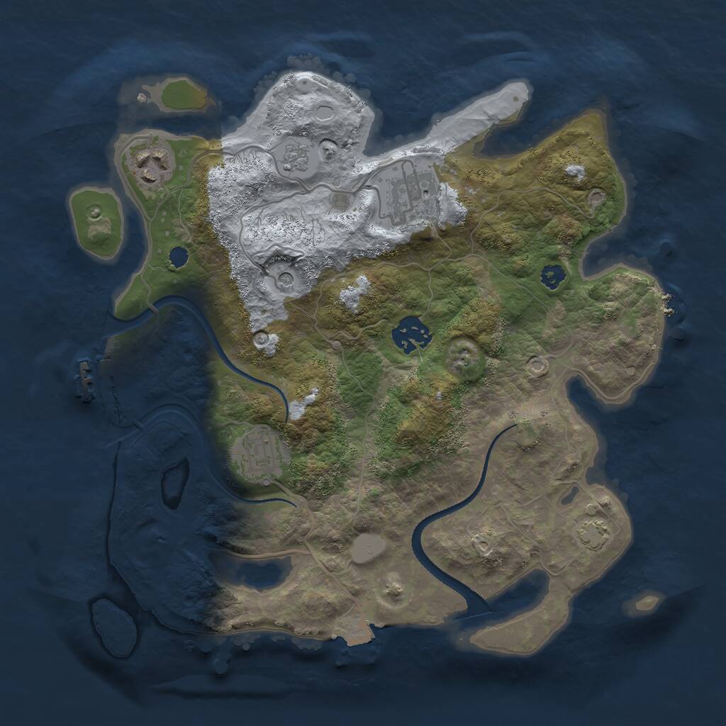 Rust Map: Procedural Map, Size: 3000, Seed: 27521, 9 Monuments