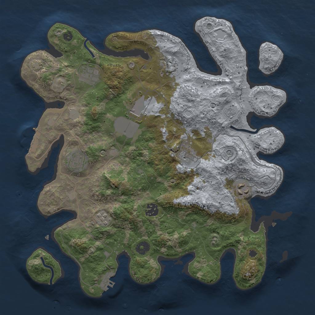 Rust Map: Procedural Map, Size: 3500, Seed: 597353609, 16 Monuments