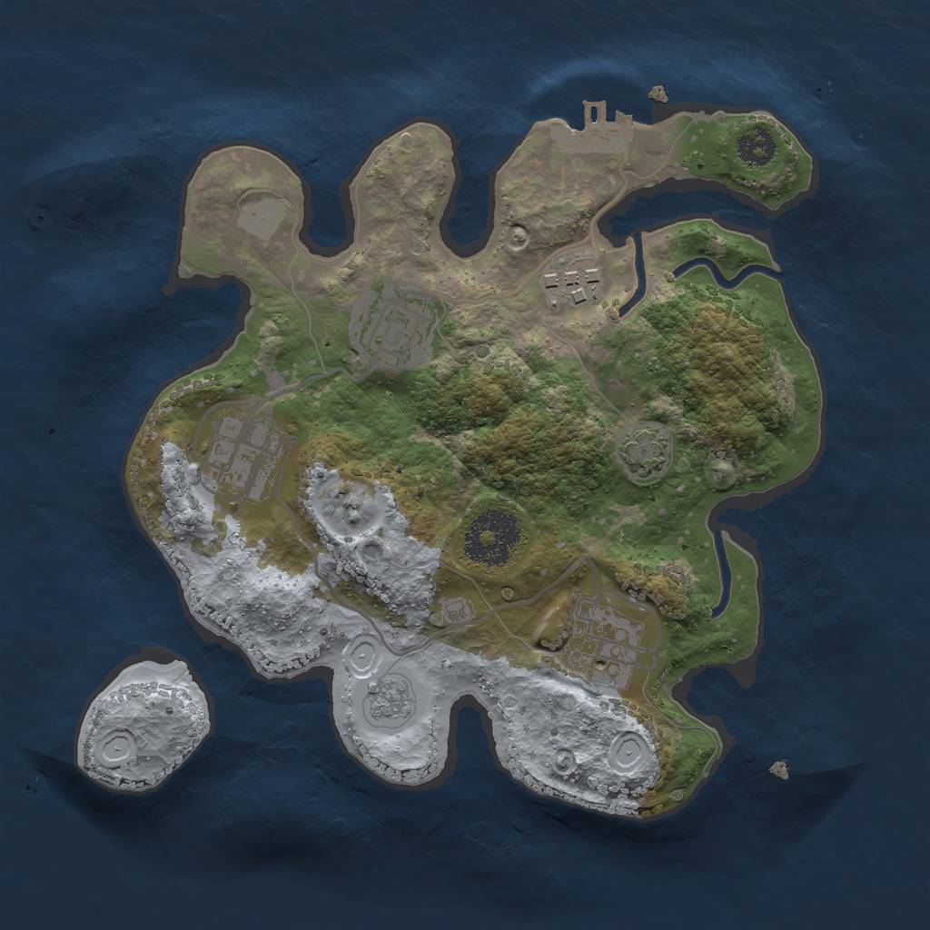 Rust Map: Procedural Map, Size: 2500, Seed: 1212, 10 Monuments