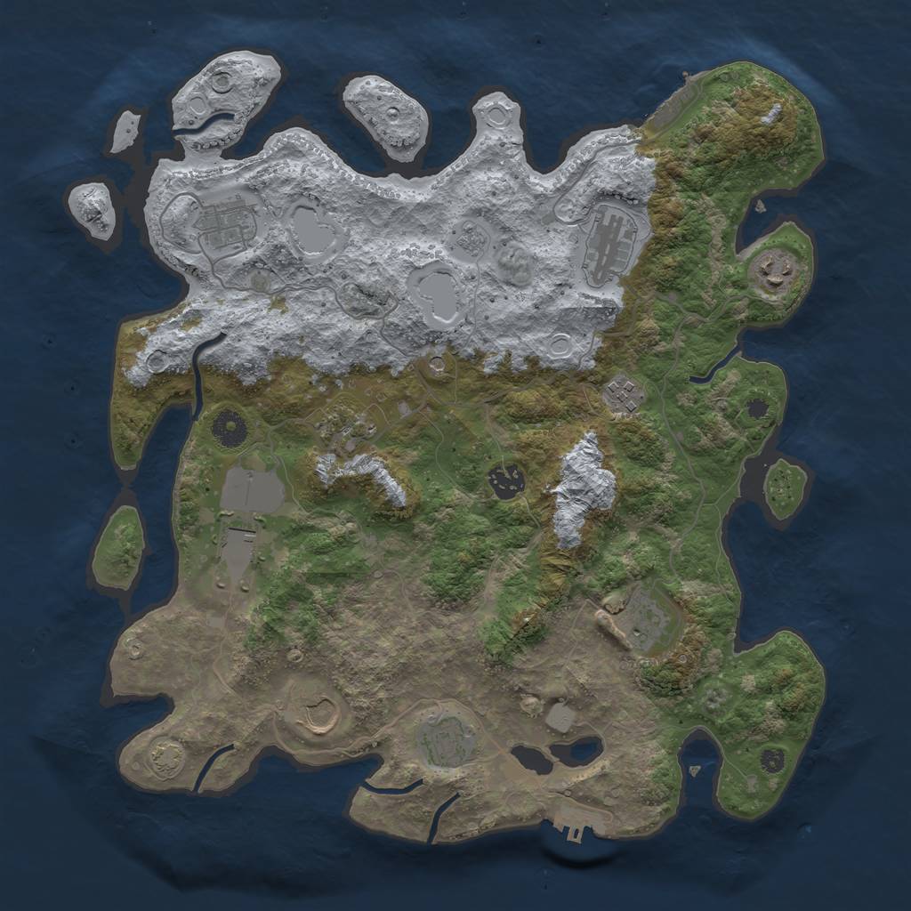 Rust Map: Procedural Map, Size: 3850, Seed: 1193290, 18 Monuments