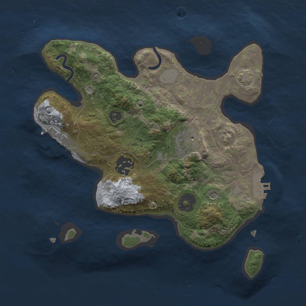 Rust Map: Procedural Map, Size: 2500, Seed: 439598300, 9 Monuments