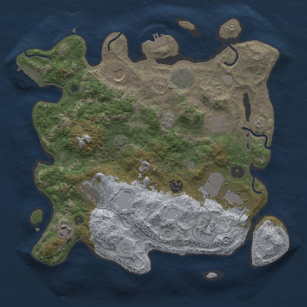 Rust Map: Procedural Map, Size: 3500, Seed: 521901405, 17 Monuments