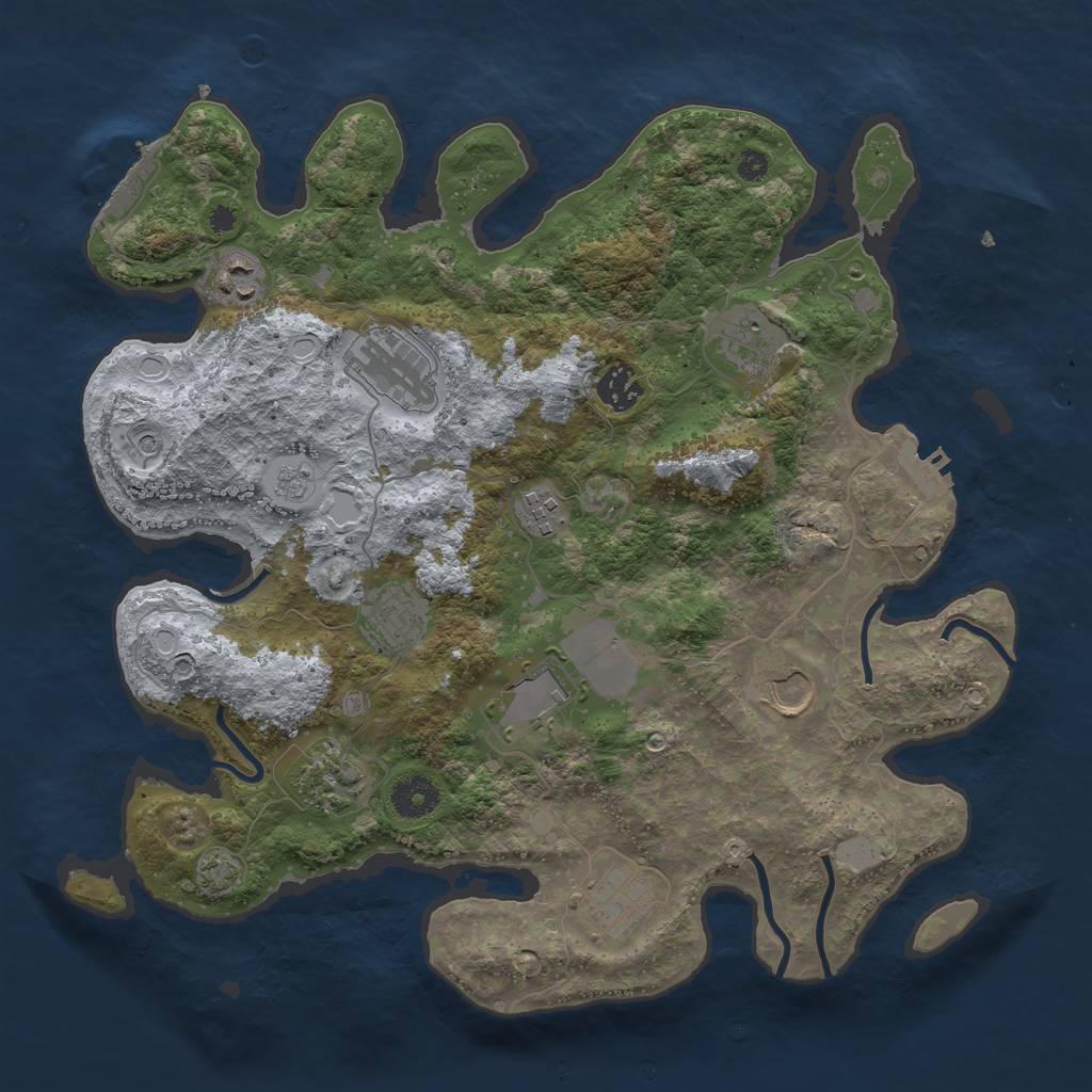 Rust Map: Procedural Map, Size: 3650, Seed: 12511, 18 Monuments
