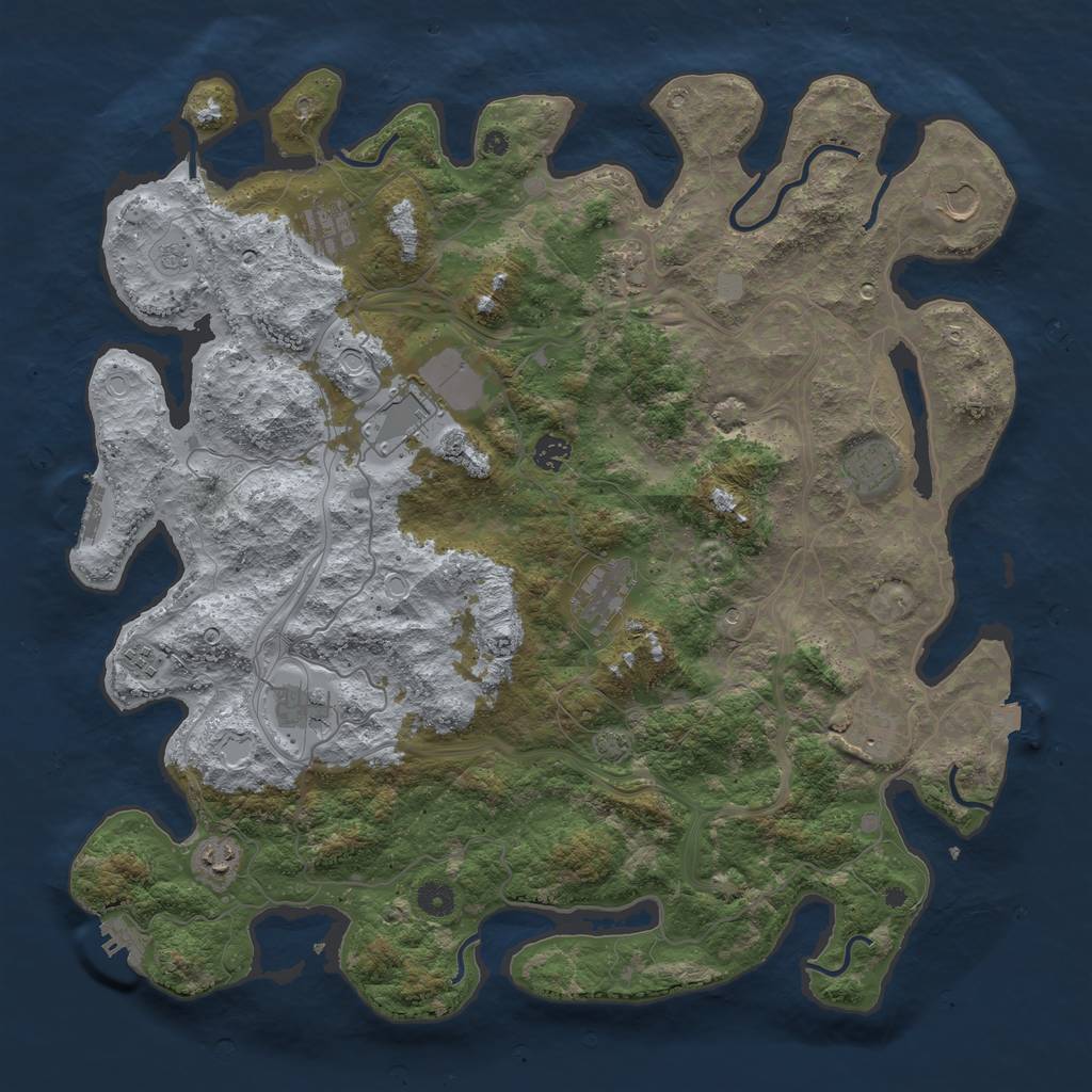 Rust Map: Procedural Map, Size: 4500, Seed: 1870240516, 19 Monuments