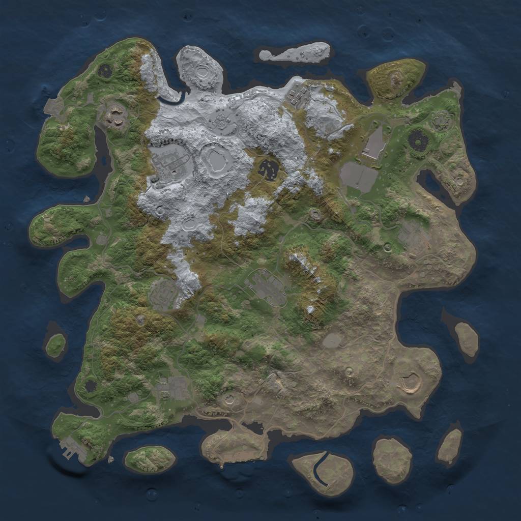 Rust Map: Procedural Map, Size: 3800, Seed: 14260545, 18 Monuments