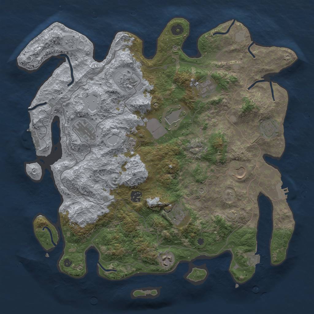 Rust Map: Procedural Map, Size: 4000, Seed: 443, 18 Monuments