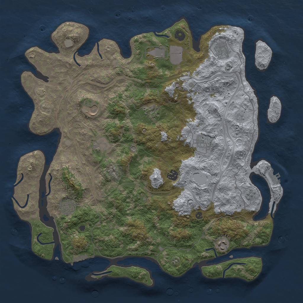 Rust Map: Procedural Map, Size: 4300, Seed: 782653711, 18 Monuments