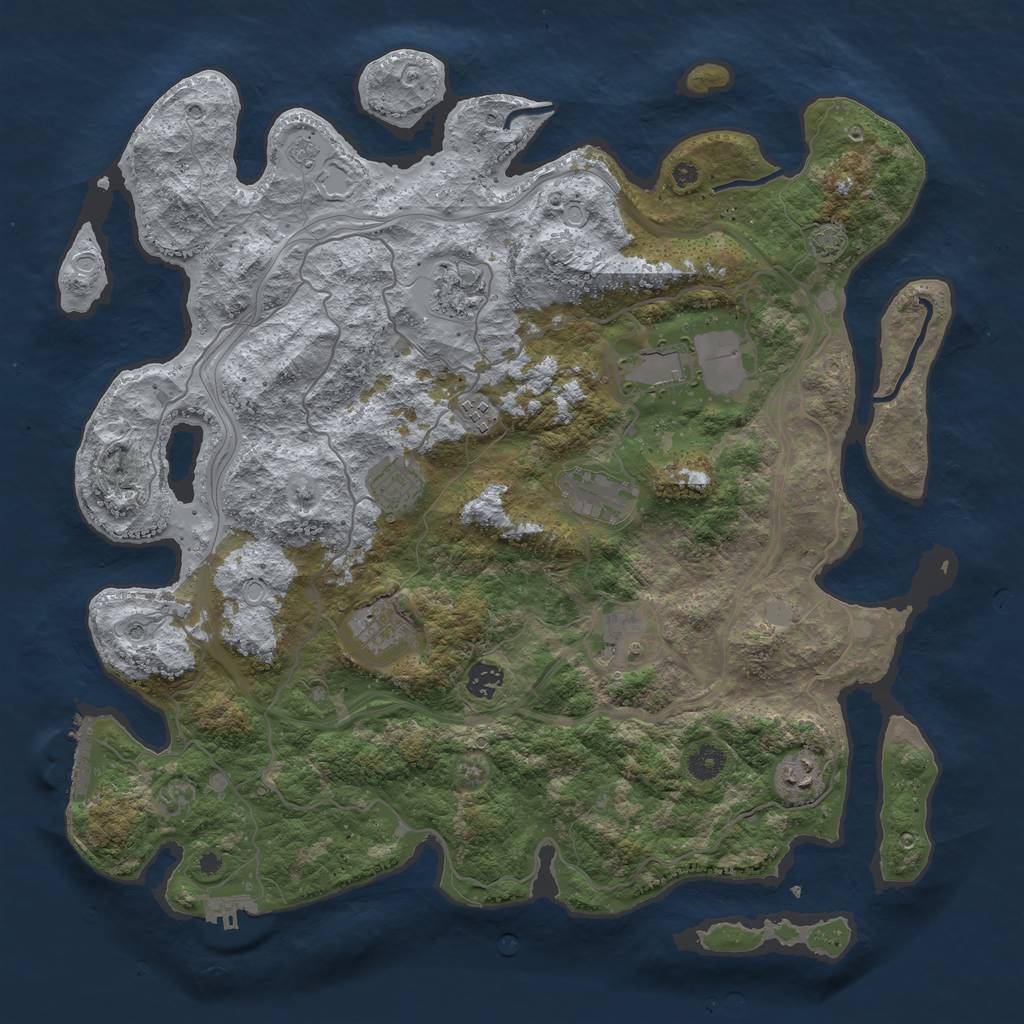 Rust Map: Procedural Map, Size: 4250, Seed: 997689773, 17 Monuments