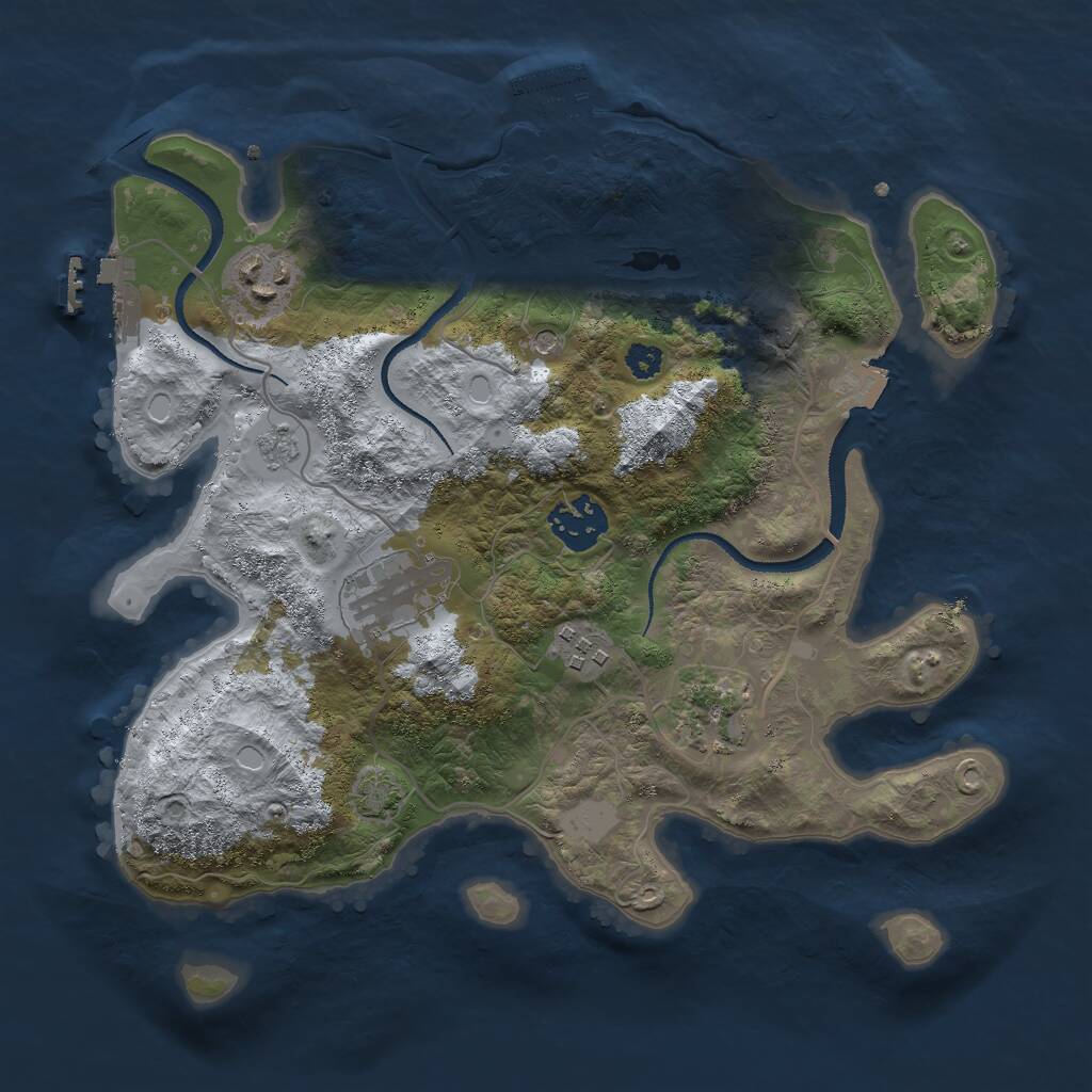 Rust Map: Procedural Map, Size: 3000, Seed: 1574729109, 11 Monuments