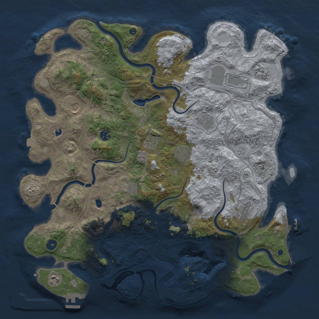 Rust Map: Procedural Map, Size: 4500, Seed: 1909805147, 17 Monuments