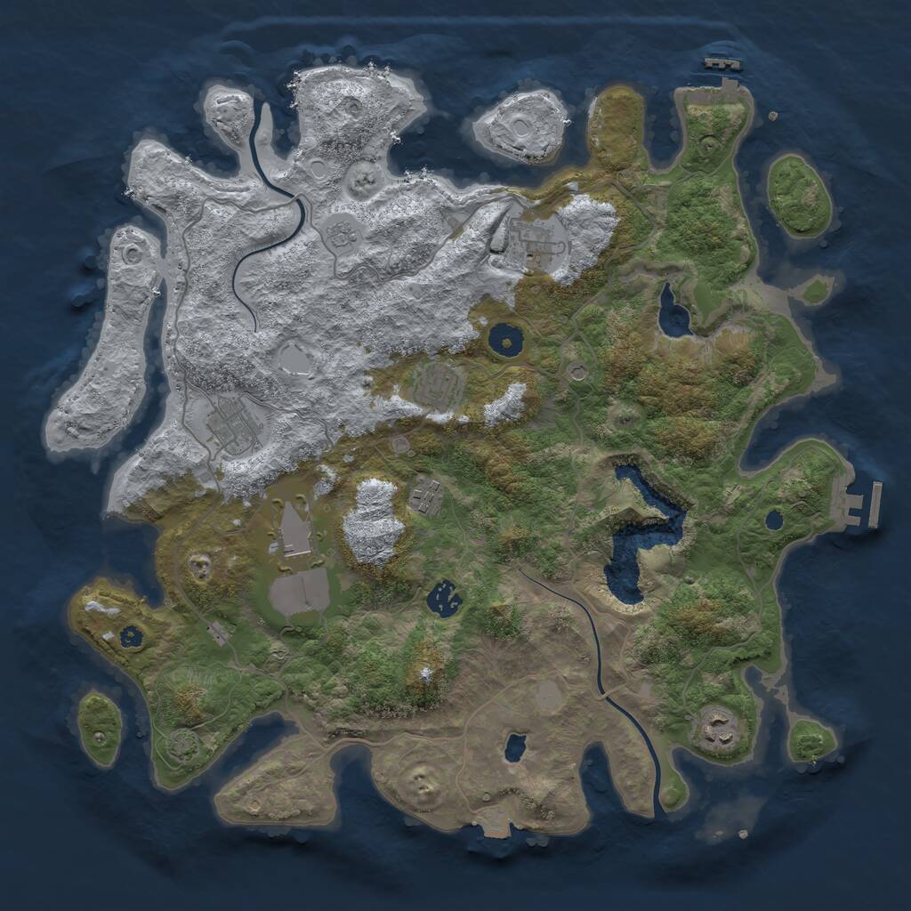 Rust Map: Procedural Map, Size: 4000, Seed: 832327203, 13 Monuments
