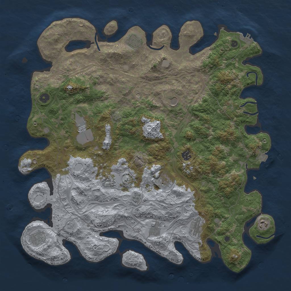 Rust Map: Procedural Map, Size: 4500, Seed: 732293479, 18 Monuments