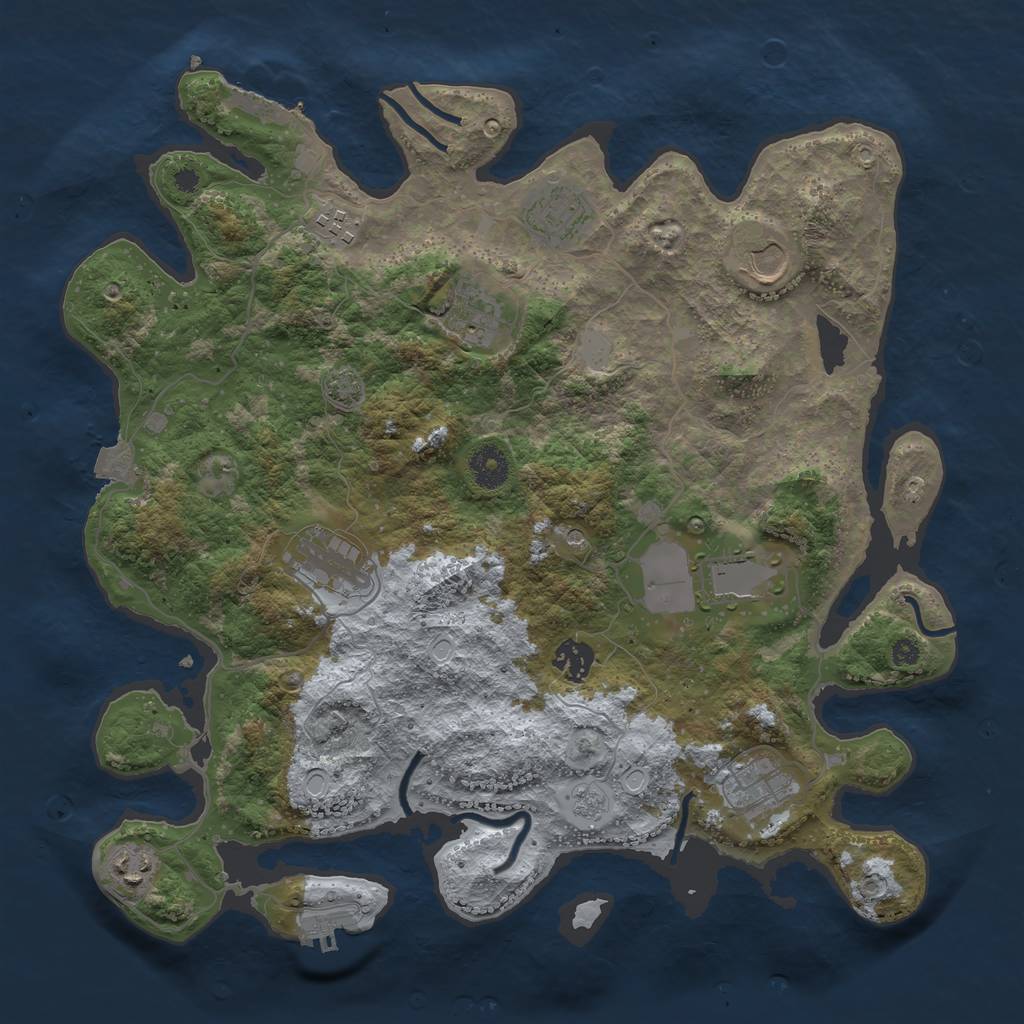 Rust Map: Procedural Map, Size: 3750, Seed: 673821, 17 Monuments