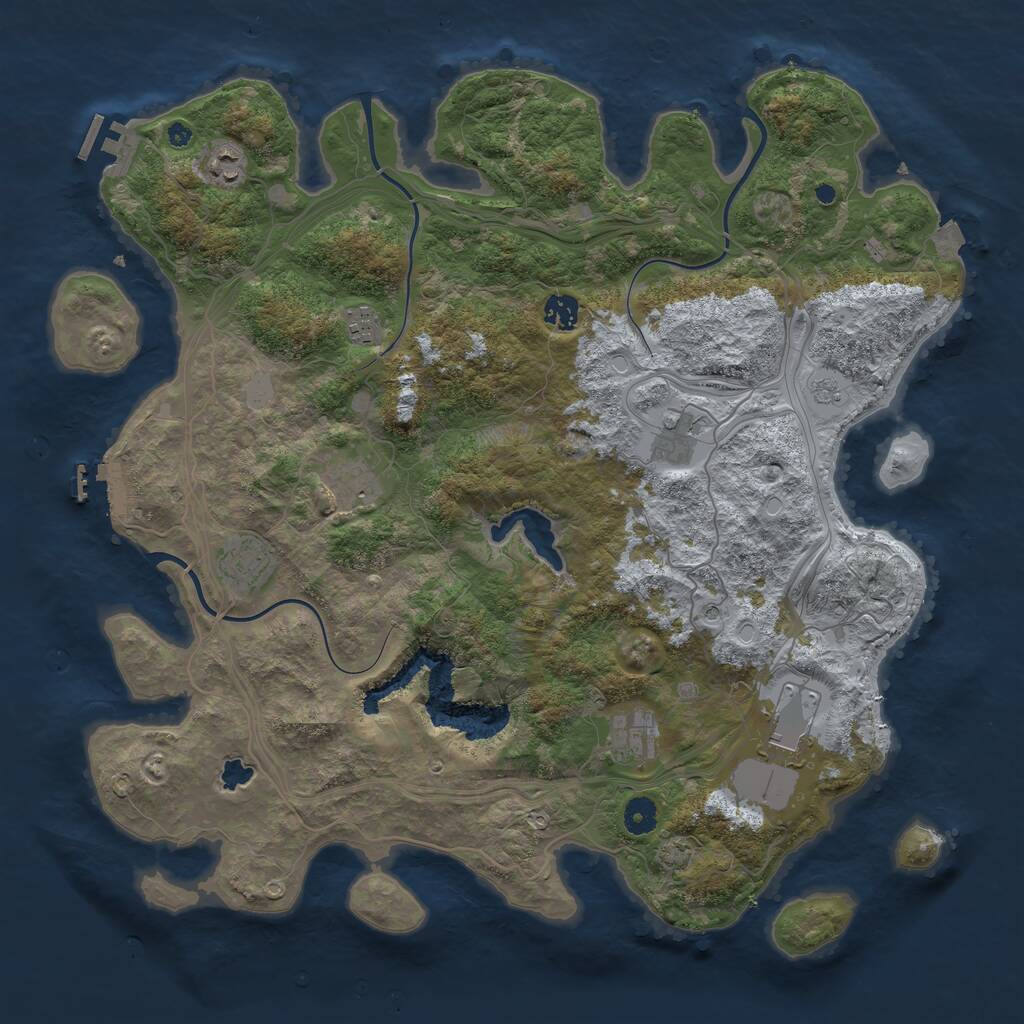 Rust Map: Procedural Map, Size: 4300, Seed: 466044289, 14 Monuments