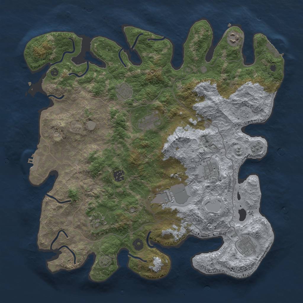 Rust Map: Procedural Map, Size: 4000, Seed: 567822, 17 Monuments