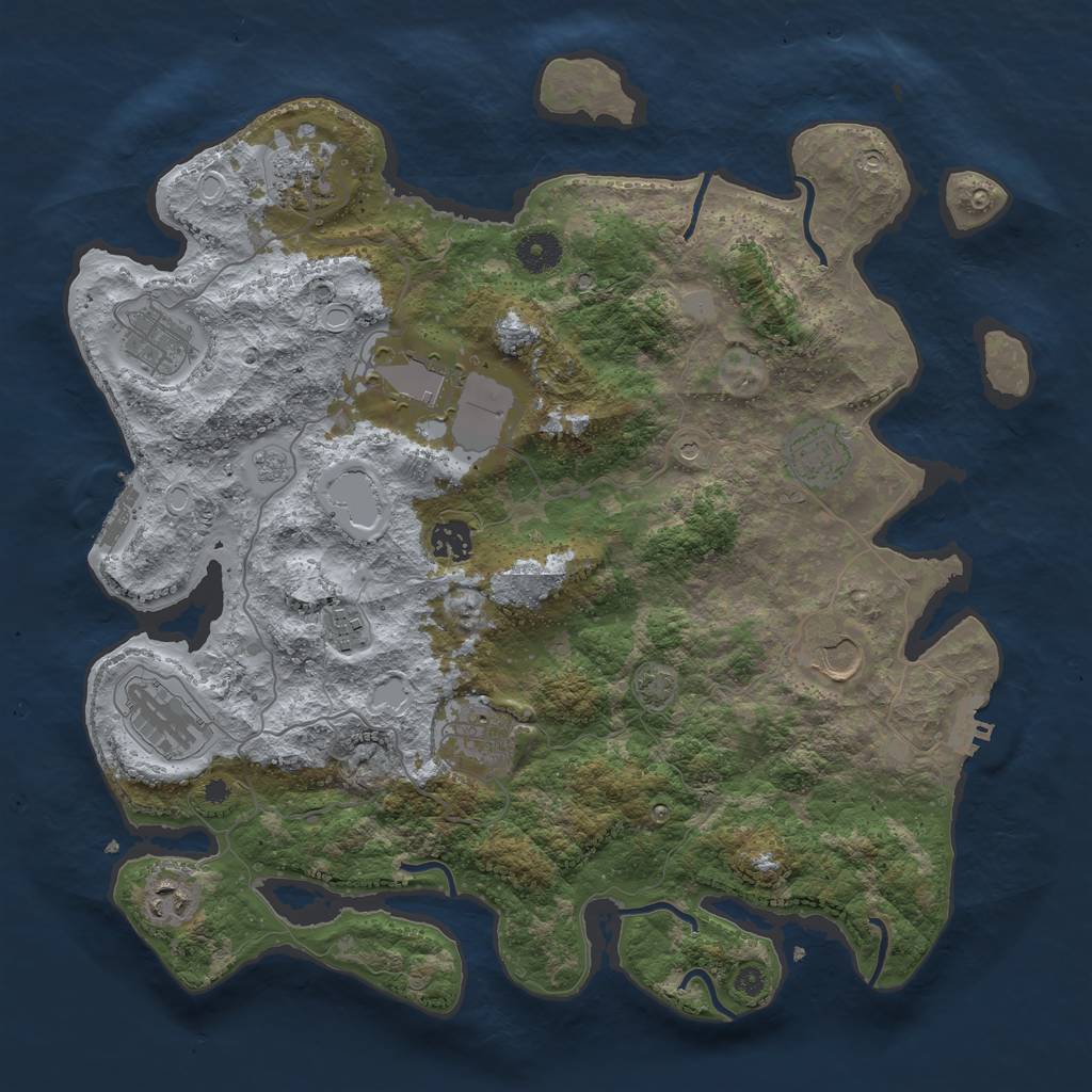 Rust Map: Procedural Map, Size: 3850, Seed: 1103656832, 18 Monuments