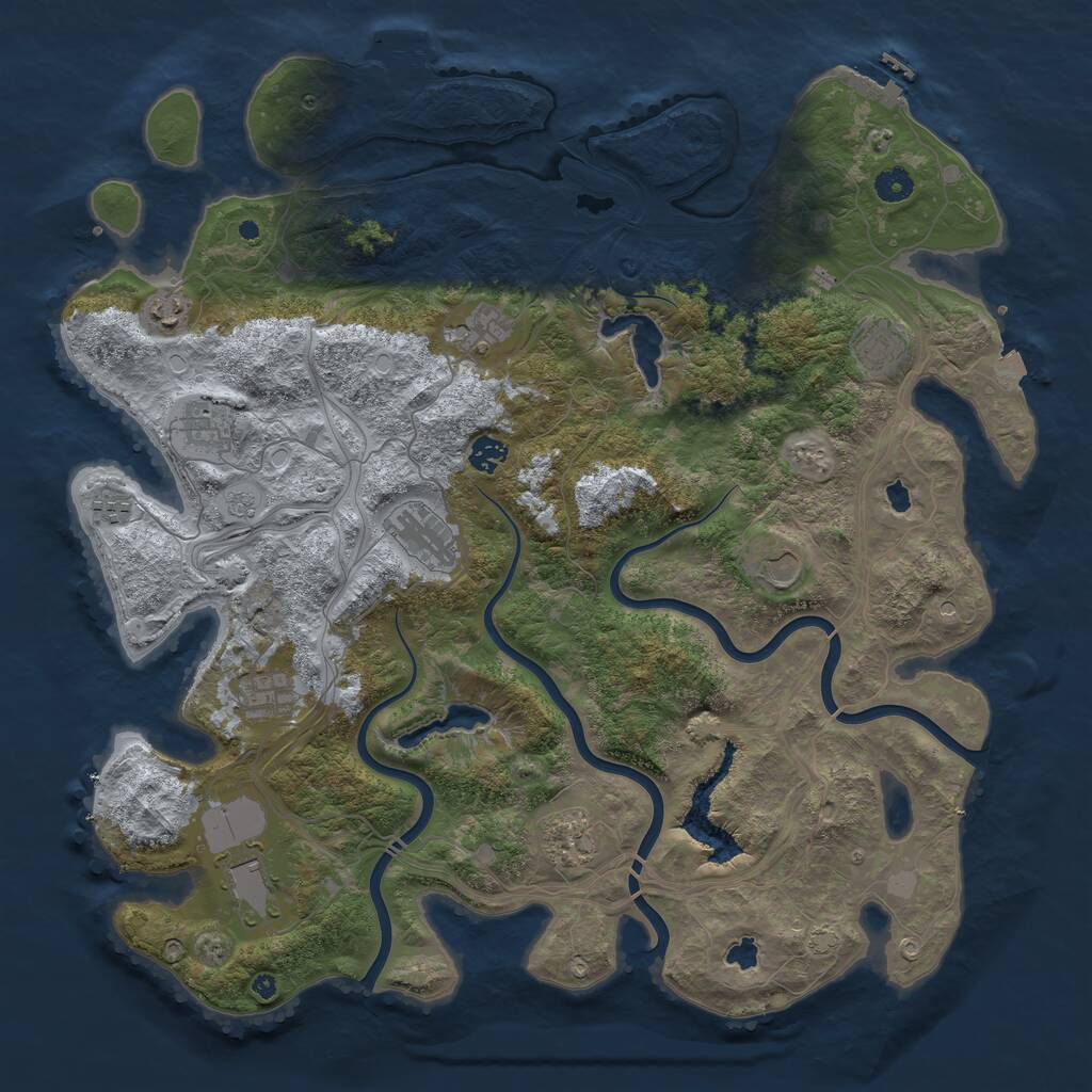Rust Map: Procedural Map, Size: 4500, Seed: 1297536306, 17 Monuments